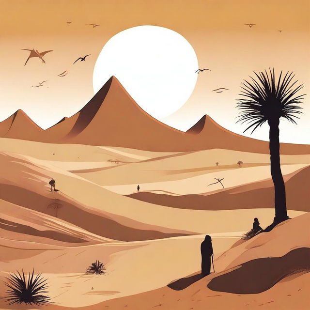 Create an image where all humans are resurrected and led towards the vast desert field of Padang Mahsyar