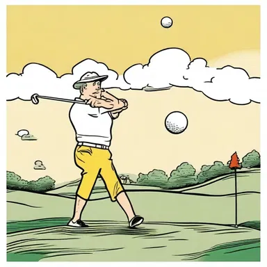 In the comic strip, the golfer expertly swung his niblick and sent the ball soaring into the air.