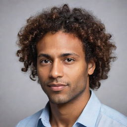 A detailed, high-quality profile image of a sophisticated man with brown skin and curly hair, showcasing his persona and individuality, ideal for profile picture use.