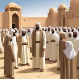 Create an image depicting the scene where Isa bin Maryam (Jesus) is addressing the Bani Israil (Children of Israel), declaring his role as a messenger of Allah SWT