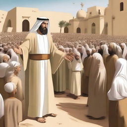 Create an image depicting the scene where Isa bin Maryam (Jesus) is addressing the Bani Israil (Children of Israel), declaring his role as a messenger of Allah SWT