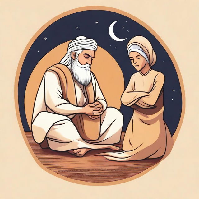 Create an image depicting a story about a prophet in Islam