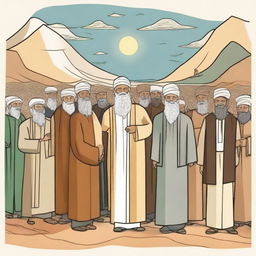 Create an image depicting Prophet Noah (Nuh) being sent to his people, according to Islamic teachings