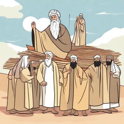 Create an image depicting Prophet Noah (Nuh) being sent to his people, according to Islamic teachings