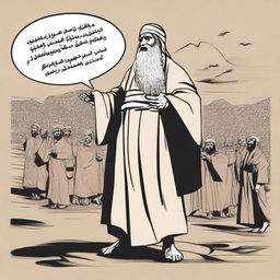 Create an image illustrating the anger of Prophet Noah (Nuh)'s people, as per Islamic teachings