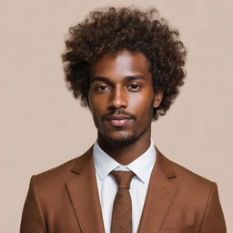 A highly abstract, minimalistic representation of a man with brown skin and curly hair, reflecting sophistication and personality, appropriate for a profile picture.