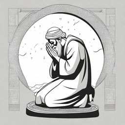 Create an image illustrating Prophet Noah (Nuh) praying to Allah, as described in Islamic teachings