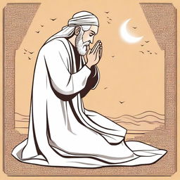 Create an image illustrating Prophet Noah (Nuh) praying to Allah, as described in Islamic teachings