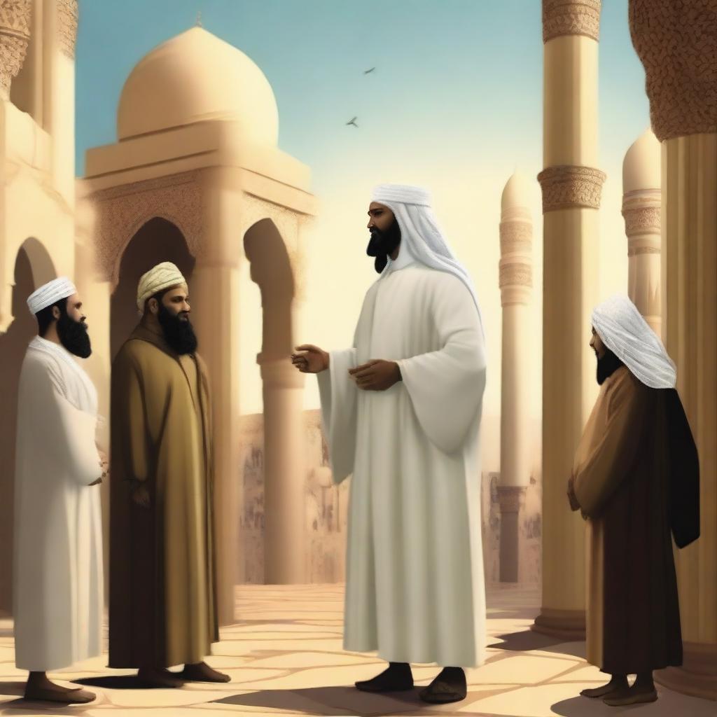 Create an image depicting the story of a prophet in the context of Islam