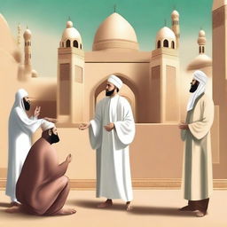 Create an image depicting the story of a prophet in the context of Islam