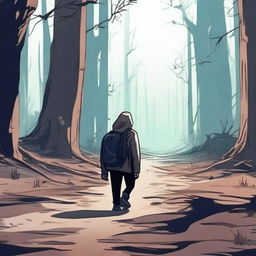 One of the characters is lost, wandering in an unknown place