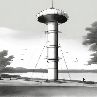 The architect designed a modern and sleek mooring mast for the airship landing site.