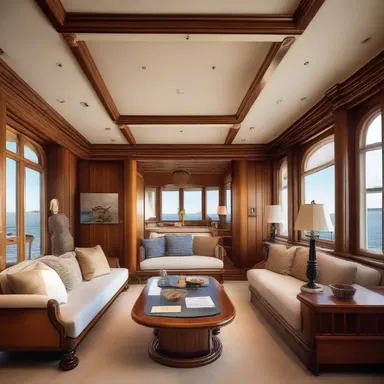 The interior of the luxurious waterfront villa featured a stunning, custom-built lugger model, paying homage to the region's rich maritime heritage.