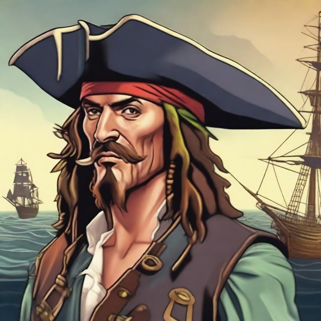 Generate an image of a classic pirate