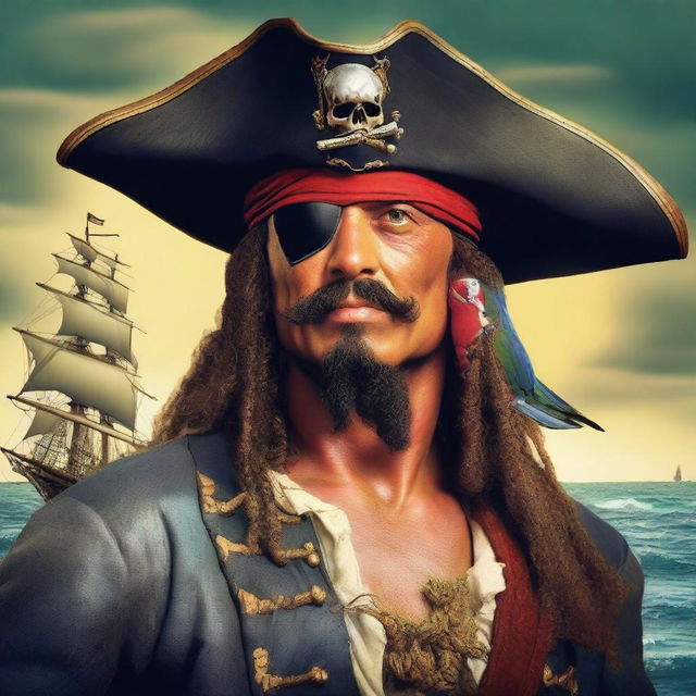 Generate an image of a classic pirate