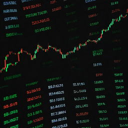 A dynamic and complex forex trading graph on a digital screen illustrating currency exchange rates.