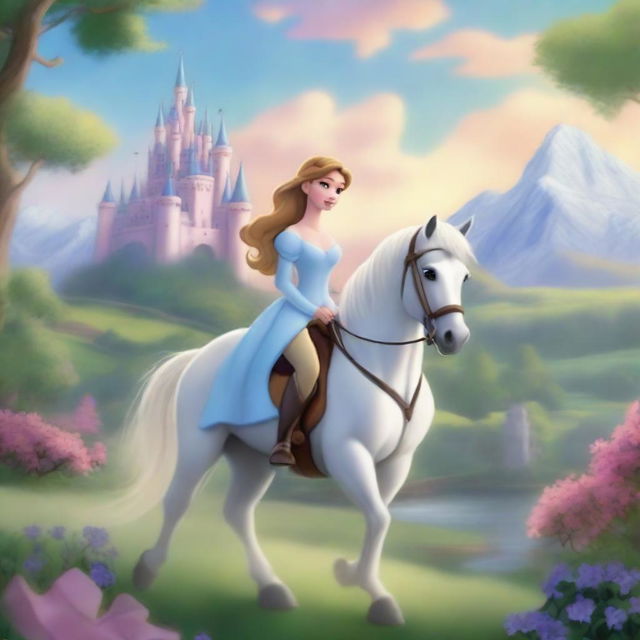 A princess has escaped from her castle with her white horse to find the love of her life