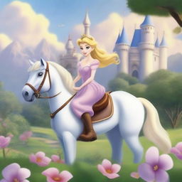 A princess has escaped from her castle with her white horse to find the love of her life