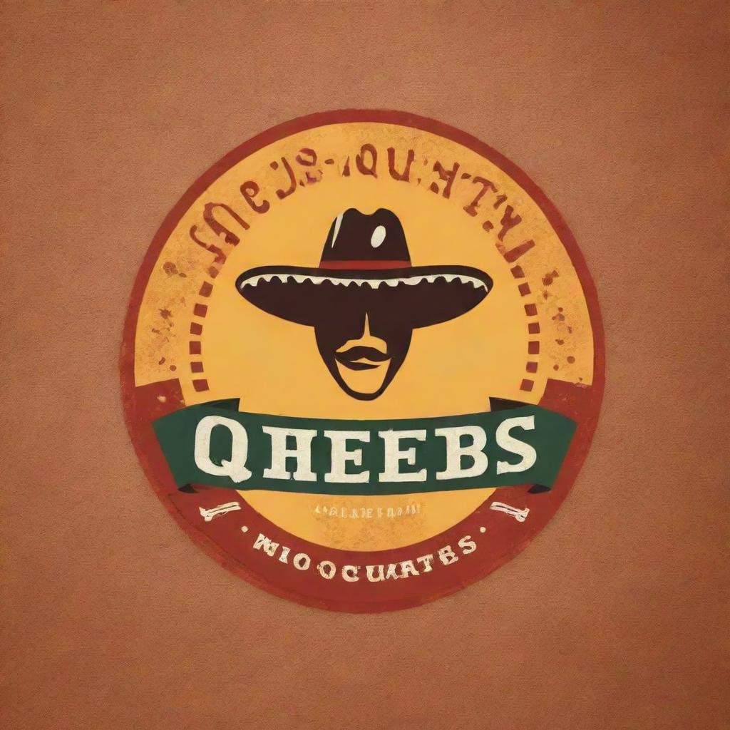 Create a logo for a Tex-Mex restaurant named 'Queso Quarters'. The logo should reflect a lively setting that caters to lunch, brunch, and dinner crowds with elements that hint at cocktails and occasional live Mariachi music, embodying a cheese-themed decor.