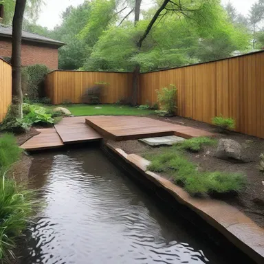 The heavy rainfall caused a washout in the backyard, creating a unique channel that the architect decided to incorporate into the design of the landscape.