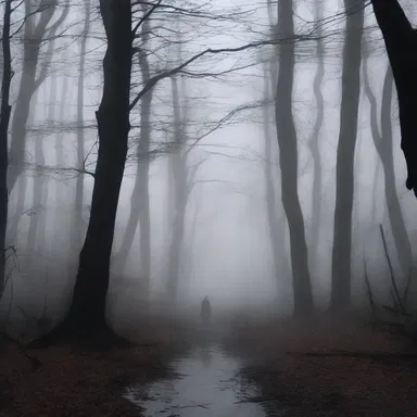 As the protagonist walked through the dark forest, they stumbled upon a deep washout, sending chills down their spine.