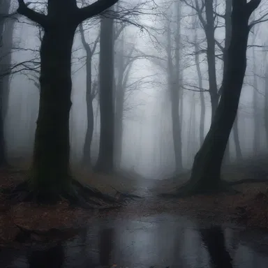 As the protagonist walked through the dark forest, they stumbled upon a deep washout, sending chills down their spine.