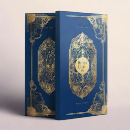Generate a book cover with a dominant color scheme of blue and gold