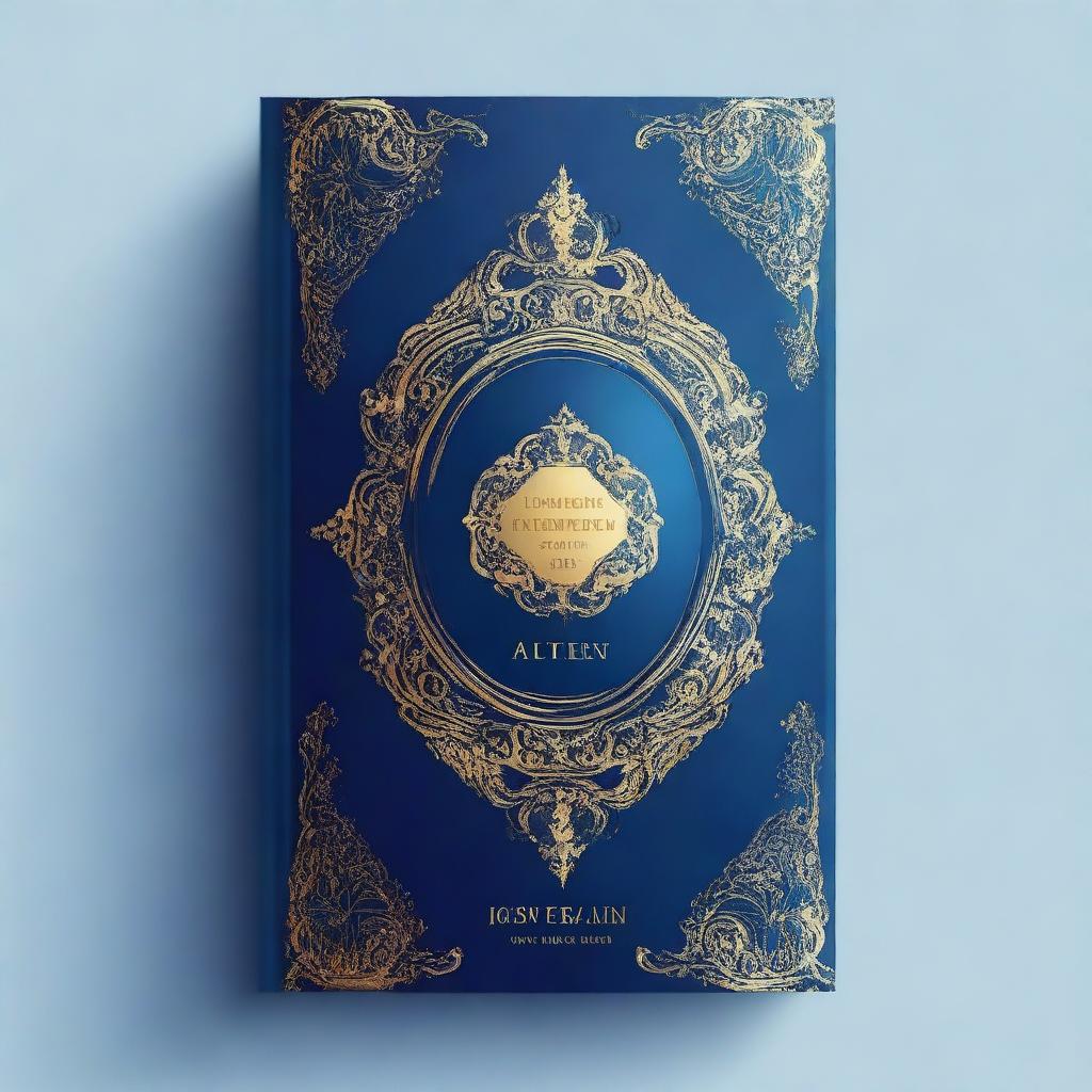 Generate a book cover with a dominant color scheme of blue and gold