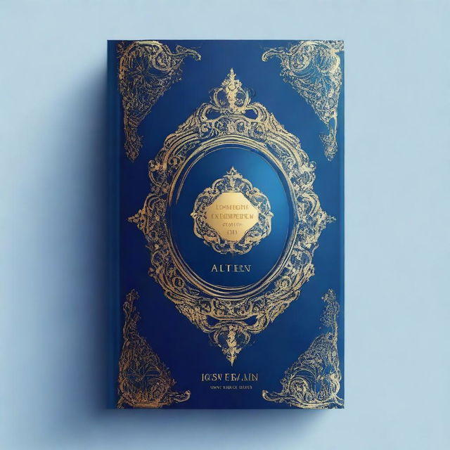 Generate a book cover with a dominant color scheme of blue and gold