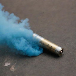 Depict a used tear gas cartridge, styled visually akin to the cinematic aesthetics found in a Gaspar Noé film.