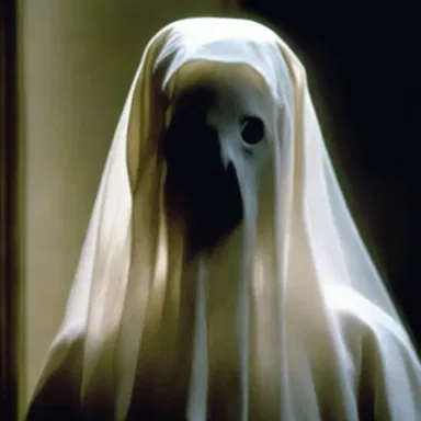 The ghostly apparition in the horror movie wore a poke bonnet, adding an eerie and unsettling touch to its appearance.
