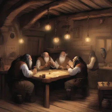 In the drably lit tavern, the enchanted creatures whispered rumors and exchanged secret knowledge.