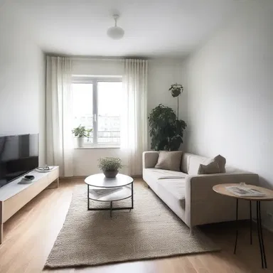 The minimalistic apartment was decorated drably, with neutral colors and simple furniture.