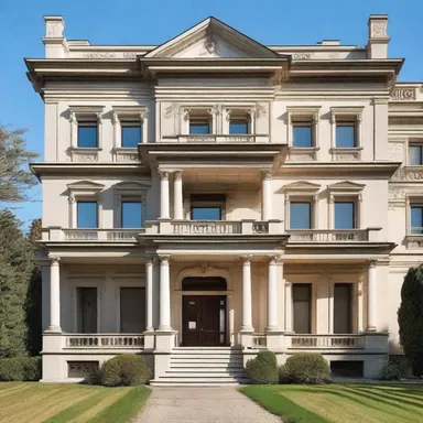 The elegant mansion featured intricate detailing but was marred by a prominent case of hypertrophic rosacea on the main facade.