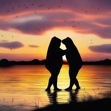 They watched the sunset together, their hearts filled with love and romance, just like the bufo mating dance.