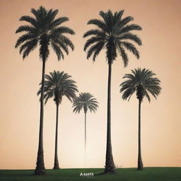 Create an image featuring four palm trees with the words 'Assets Only' creatively integrated into the scenery.