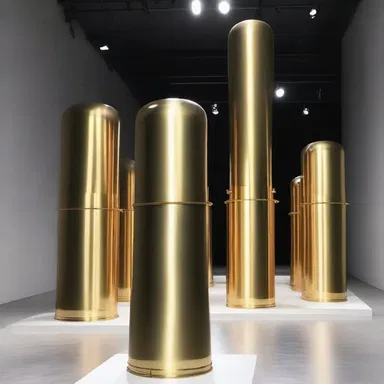 The designer showcased a unique collection inspired by cisterns, incorporating metallic elements resembling water storage.