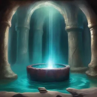 The ancient sorcerer used his magic to create a hidden underground chamber, where a magical cistern filled with enchanted water provided power to the entire kingdom.