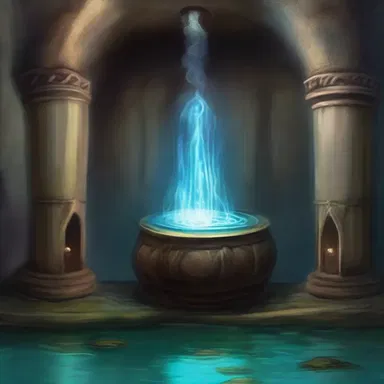 The ancient sorcerer used his magic to create a hidden underground chamber, where a magical cistern filled with enchanted water provided power to the entire kingdom.