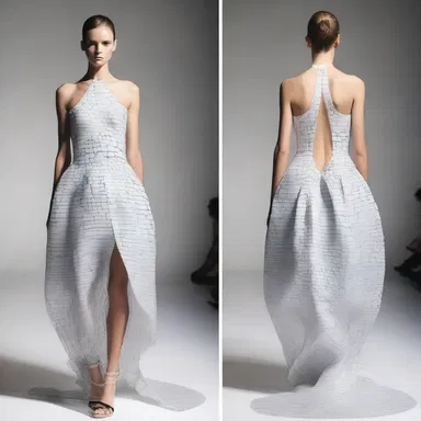 The fashion designer used the concept of a cistern as inspiration for their unique dress design, incorporating fluid-like patterns and shapes.