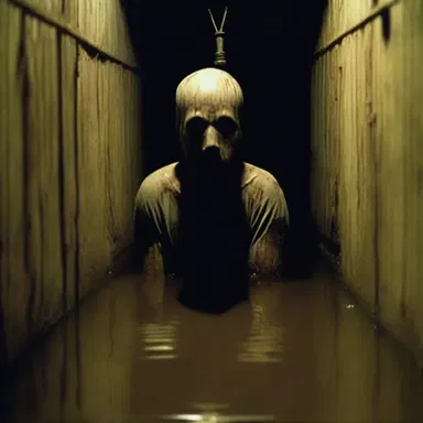 The horror movie featured a chilling scene where the main character found themselves trapped in an underground cistern filled with murky water.