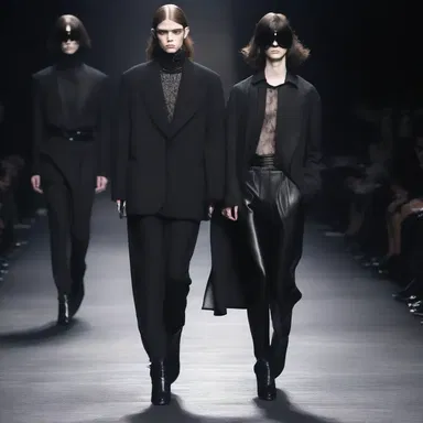 The designer's collection showcased a misanthropic aesthetic with dark and moody colors, reflecting their belief in the worst of human nature.