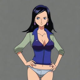 Generate an image of Nico Robin, a character from One Piece, wearing a satin jacket