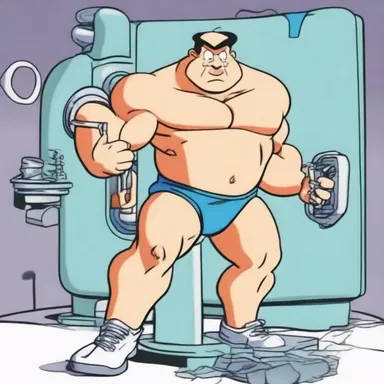 In the cartoon, the character used a machine to evert their body, causing comedic chaos.