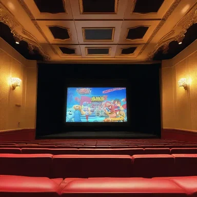 The movie theater had a large screen where we watched the latest blockbuster.