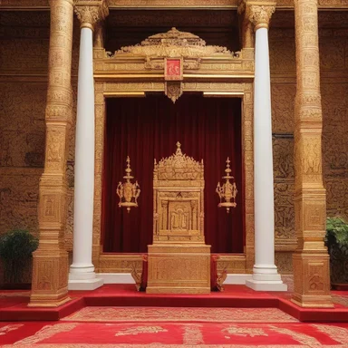During the religious ceremony, a decorated screen was placed in front of the altar as a symbol of divinity and protection.