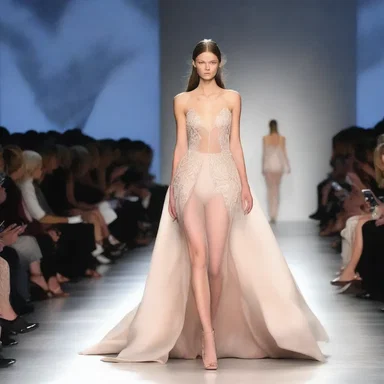 The model strutted down the runway, her dress flowing behind her like a beautifully designed screen.