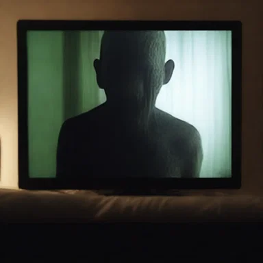 As I watched the horror movie, the creepy figure suddenly appeared on the screen, sending shivers down my spine.