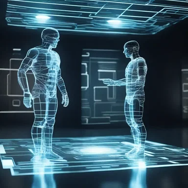 In the science fiction film, the characters interacted with holographic screens that projected data and virtual images.