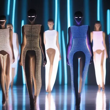 The fashion show featured futuristic-looking dresses adorned with LED screens, creating a visually stunning display on the runway.